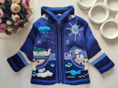 4 роки, зріст 104 В'язана дитяча кофта на блискавці