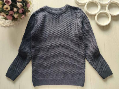 9 років, зріст 134 Натуральний в'язаний теплий дитячий светр для хлопчика
