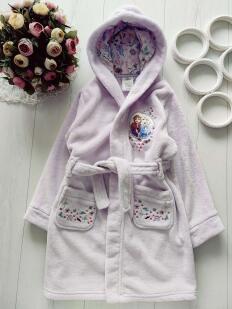 5,6 лет, рост 110,116 Теплый детский халат з капюшоном Frozen