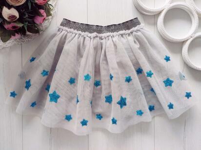 4 роки, зріст 104 Спідниця в блакитних зірках з паєток фатинова