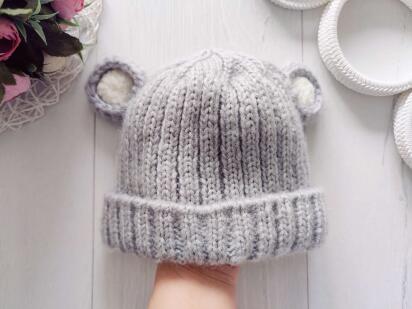 1-2 роки, Тепла в'язана дитяча шапка, Тепла в'язана дитяча шапка