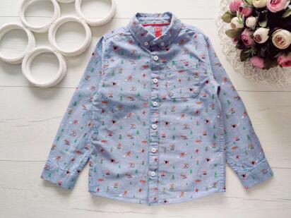 5,6 лет, рост 116 Новогодняя детская рубашка для мальчика