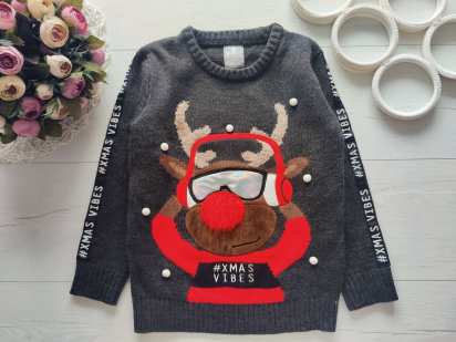 5,6 років, зріст 116,122 Новорічний светр з оленем для хлопчика