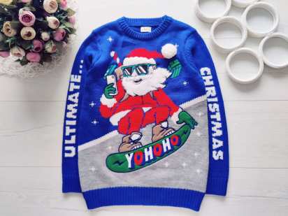 8,9 років, зріст 134 Новорічний светр санта