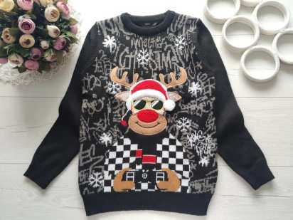 10,11 років зріст 140,146 Новорічний светр з оленем дитячий