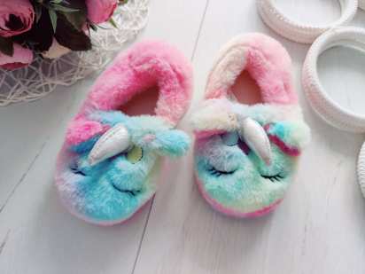 22-23 (14 см) Теплі домашні капці з єдинорогом для дівчинки на 2 роки