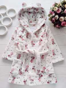 2,3 года, рост 98 Красивый теплый детский халат