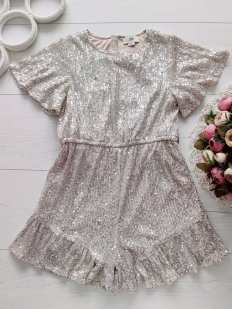 9 років, зріст 134 Ошатний блискучий ромпер у паєтках золото