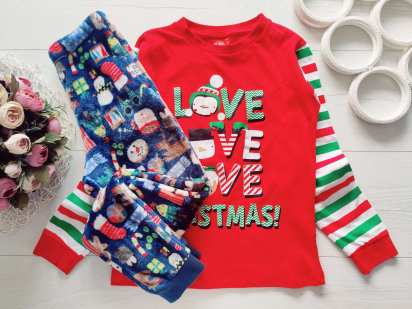 8,9 лет, рост 128,134 Новогодняя детская наборная пижама