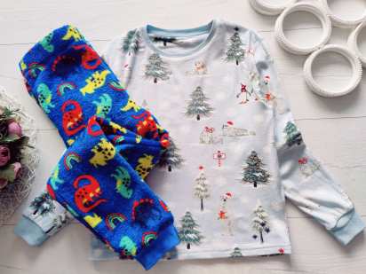 7,8 лет, рост 122,128 Теплая наборная детская пижама
