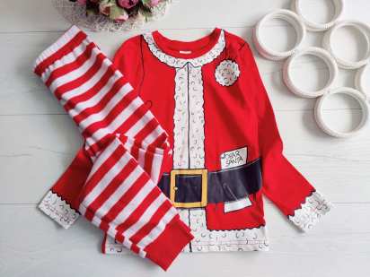 7,8 лет, рост 122,128 Новогодняя наборная пижама санта для мальчика