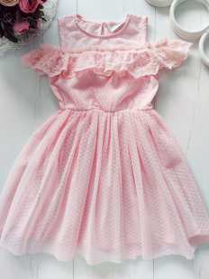 5 лет, рост 110 Касивое нарядное летнее нежно розовое детское платье