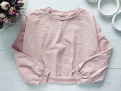 9 лет, рост 134 Нежно розовий плотный лонгслив оверсайз