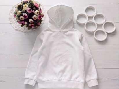 7,8 років, зріст 128 Біле дитяче худі на флісі