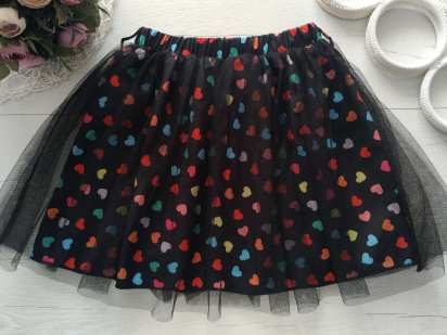 7,8 лет, рост 130 Юбка в сердечках фатин