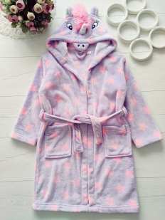 8 лет, рост 128 Махровый халат девочке единорог