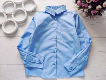 8 років, зріст 128 (2 штуки) Нова дитяча блакитна сорочка з довгим рукавом