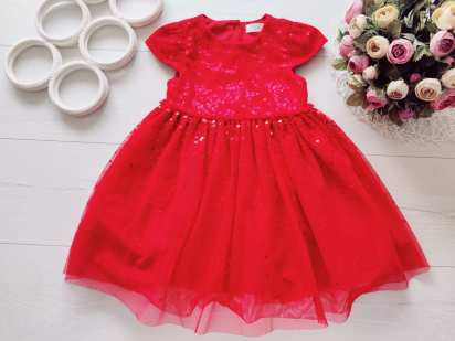 4,5 років, зріст 110 Ошатне діське червоне плаття в паєтках