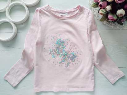 7 лет, рост 122 Лонгслив с единорогом из пайеток