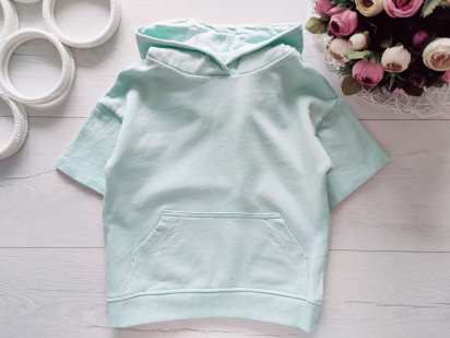 1,5,2 роки, зріст 92 М'ятна щільна футболка з капюшоном