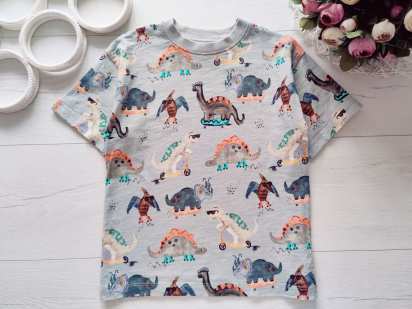 4,5 лет, рост 110 Футболка в динозаврах