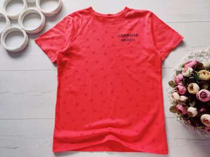 10,11 лет, рост 146 Футболка в пальмах