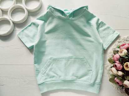 3,4 роки, зріст 104 М'ятна щільна футболка з капюшоном