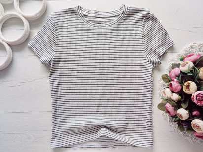 11-14 років, Дитяча футболка в рубчик для дівчинки