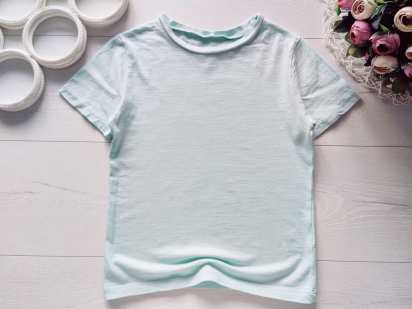 6,8 лет, рост 122,128 Мятная однотонная детская футболка