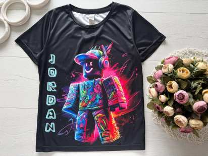 11,12 лет, рост 146,152 Футболка с роботом