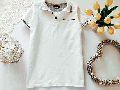 9,10 лет, рост 140 Белое поло для мальчика