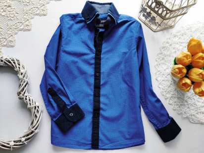 6 лет, рост 116 Синяя рубашка для мальчика