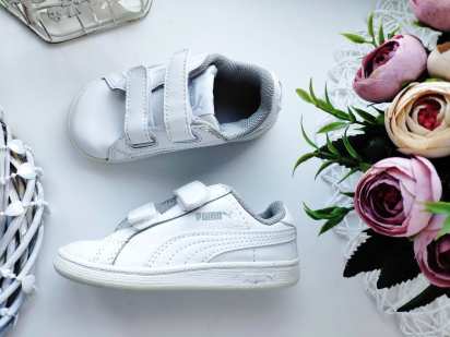 22 (14 см) Шкіряні білі кросівки на липучках