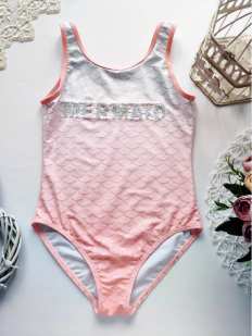 9,10 років, зріст 140 Сріблястий купальник з паєтками