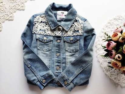 4,5 лет, рост 110 Детская джинсовка с ажуром
