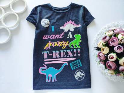 10,11 років, зріст 140,146 Футболка з динозавром у паєтках