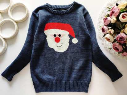 5 лет, рост 110 Котоновый свитер дед мороз