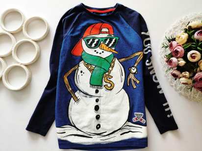 10,12 років, зріст 146,152 Лонгслів зі сніговиком