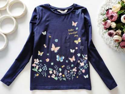 6-8 лет, рост 122,128 Лонгслив в бабочках