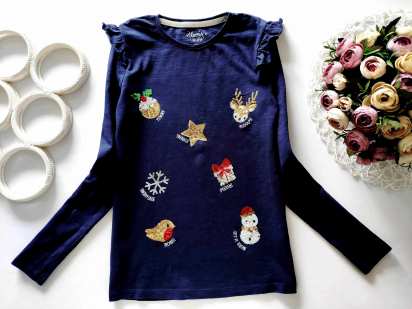 9,10 лет, рост 140 Лонгслив с паетками