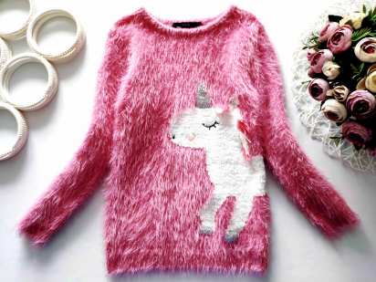 5,6 лет, рост 110,116 Свитер травка с единорогом