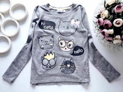 7,8 лет, рост 128 Лонгслив с котятами