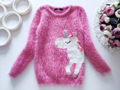 5,6 лет, рост 110,116 Свитер с единорогом