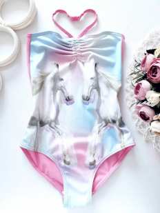 8,9 років, зріст 134 Купальник з конячками