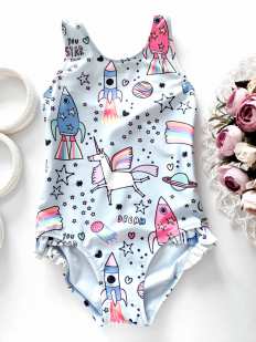 4,5 лет, рост 110 Купальник с единорогами