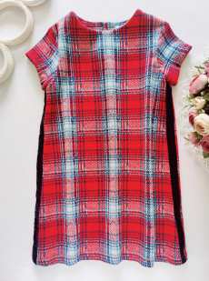 5 років, зріст 110 Клітчаста сукня з лампасами