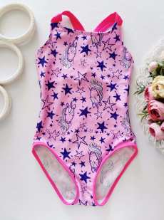 5,6 лет, рост 110,116 Купальник в единорогах