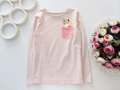 7,8 лет, рост 122,128 Лонгслив с лисичкой