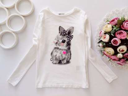 6,8 лет, рост 122,128 Лонгслив с кроликом