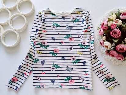 6,8 лет, рост 122,128 Цветочный лонгслив